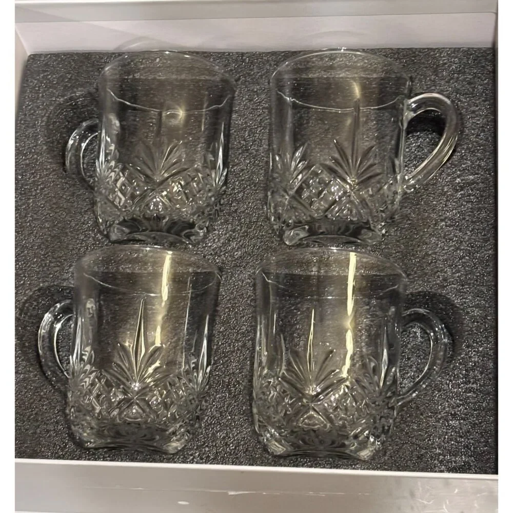 Muldale Crystal Coffee Glasses With Handles Dishwasher Safe Mulled Cider‎ Mugs
